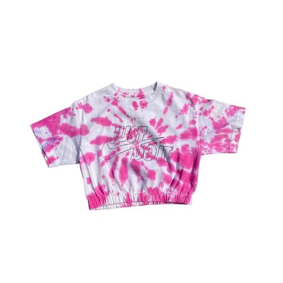 Nike Pink Tie Dye Cropped Top - Picture 1 of 6